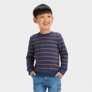 Cat &‎ Jack Baby Boy Striped Sweatshirt 18M Navy Brown Long Sleeve New
